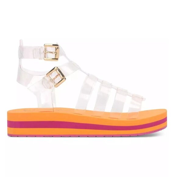 NEW JESSICA SIMPSON womens  Bimala Platform Sandals clear/orange 253 - Picture 1 of 7